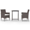 Ensemble de bistro de jardin 3 pcs poly rotin et verre trempé 