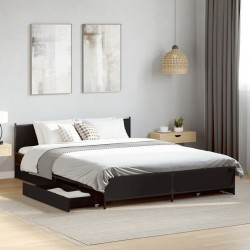 Cadre de lit avec tiroirs sans matelas noir 120x190 cm 