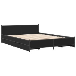 Cadre de lit avec tiroirs sans matelas noir 120x190 cm 
