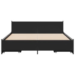Cadre de lit avec tiroirs sans matelas noir 120x190 cm 