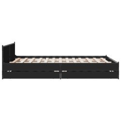 Cadre de lit avec tiroirs sans matelas noir 120x190 cm 