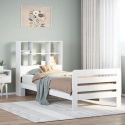 Cadre de lit sans matelas blanc 90x200 cm bois de pin massif 