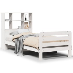 Cadre de lit sans matelas blanc 90x200 cm bois de pin massif 