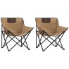 Chaise de camping avec poche pliable lot de 2 marron 