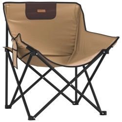 Chaise de camping avec poche pliable lot de 2 marron 