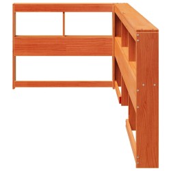 Tête de lit de bibliothèque en forme de L bois massif de pin 
