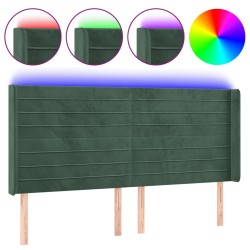 Tête de lit à LED Vert foncé 183x16x118/128 cm Velours 