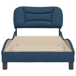 Cadre de lit sans matelas bleu 90x200 cm tissu 