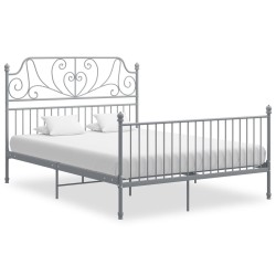 Cadre de lit sans matelas gris métal 160x200 cm 