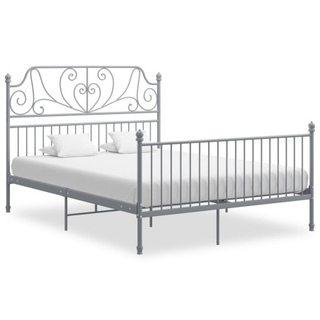 Cadre de lit sans matelas gris métal 160x200 cm 