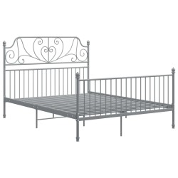 Cadre de lit sans matelas gris métal 160x200 cm 