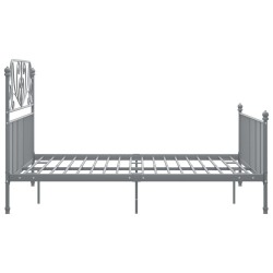 Cadre de lit sans matelas gris métal 160x200 cm 