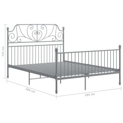 Cadre de lit sans matelas gris métal 160x200 cm 