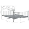 Cadre de lit sans matelas gris métal 160x200 cm 