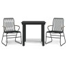 Ensemble à manger de jardin 3 pcs noir rotin PVC 