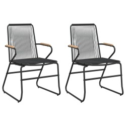Ensemble à manger de jardin 3 pcs noir rotin PVC 