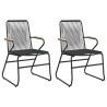 Ensemble à manger de jardin 3 pcs noir rotin PVC 