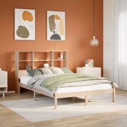 Lit bibliothèque sans matelas 120x190 cm bois de pin massif 