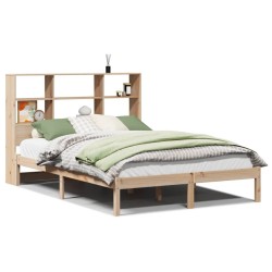 Lit bibliothèque sans matelas 120x190 cm bois de pin massif 