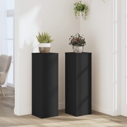 Supports pour plantes 2 pcs noir 25x25x80 cm bois d'ingénierie 