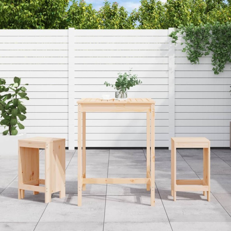 Ensemble de bar de jardin 3 pcs bois de pin massif 