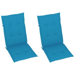 Chaises inclinables de jardin lot de 2 et coussins Bois acacia 