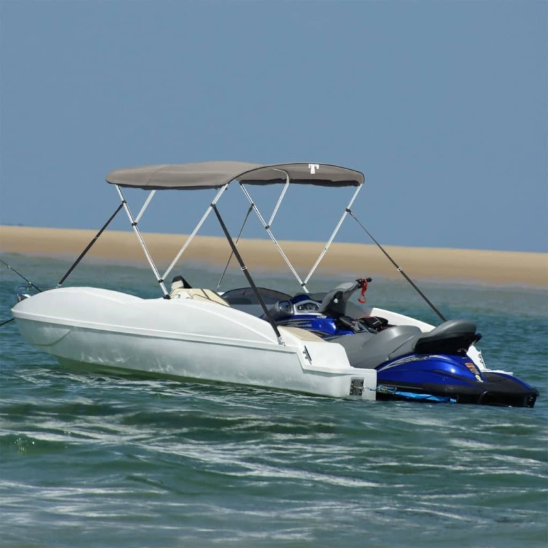 Toit bimini à 3 arceaux parois en maille 183x(185-198)x137 cm 