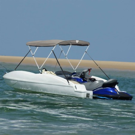 Toit bimini à 3 arceaux parois en maille 183x(185-198)x137 cm 