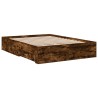 Cadre de lit avec tiroirs sans matelas chêne fumé 120x190 cm 