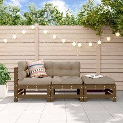 Salon de jardin 3 pcs marron miel bois de pin massif 