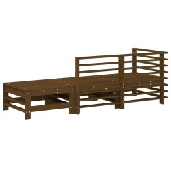 Salon de jardin 3 pcs marron miel bois de pin massif 