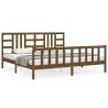 Cadre de lit sans matelas marron miel 200x200cm bois pin massif 
