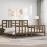 Cadre de lit sans matelas marron miel 200x200cm bois pin massif 