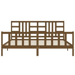 Cadre de lit sans matelas marron miel 200x200cm bois pin massif 