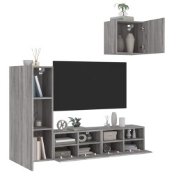 Unités murales TV 4 pcs sonoma gris bois d'ingénierie 