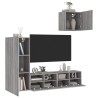 Unités murales TV 4 pcs sonoma gris bois d'ingénierie 