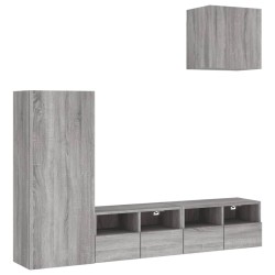 Unités murales TV 4 pcs sonoma gris bois d'ingénierie 