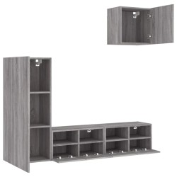 Unités murales TV 4 pcs sonoma gris bois d'ingénierie 