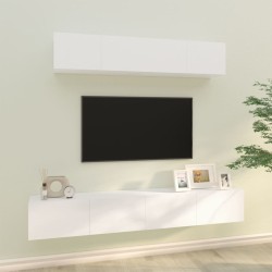 Ensemble de meubles TV 4 pcs Blanc Bois d'ingénierie 