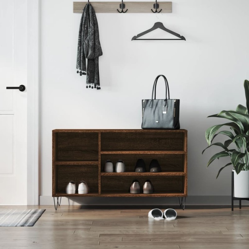 Armoire à chaussures Chêne marron 102x36x60cm Bois d'ingénierie Armoire à chaussures Chêne marron 102x36x60cm Bois d'ingénierie
