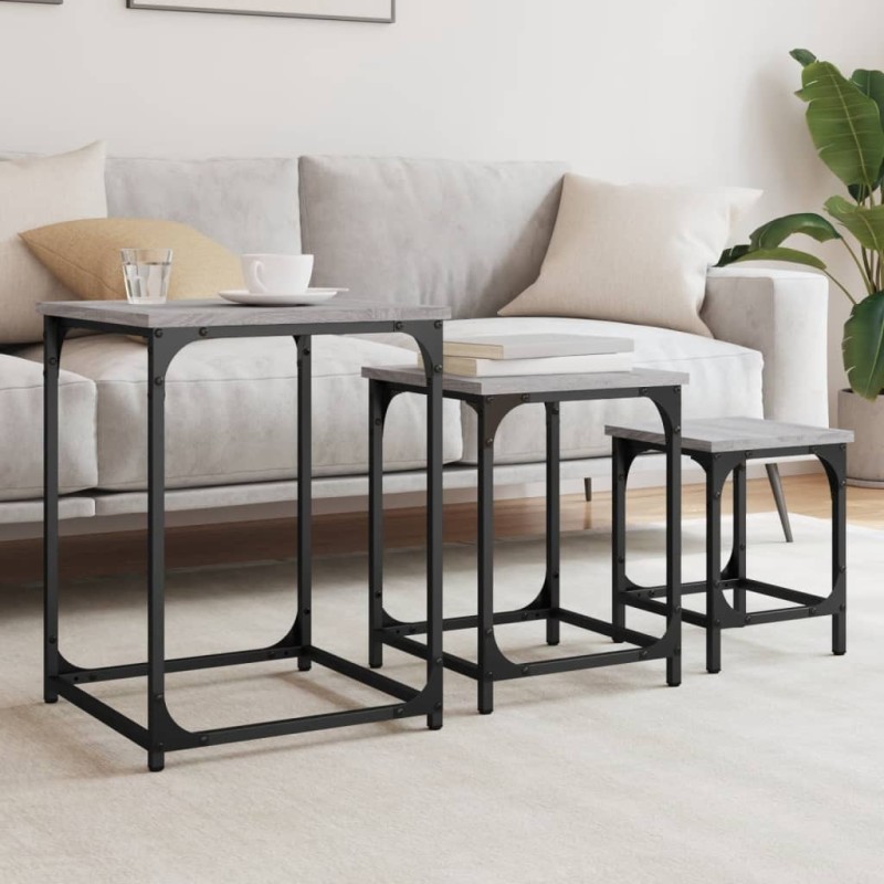 Tables basses gigognes 3 pcs sonoma gris bois d'ingénierie 