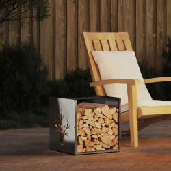 Portant de bois de chauffage 40x40x40 cm acier inoxydable 