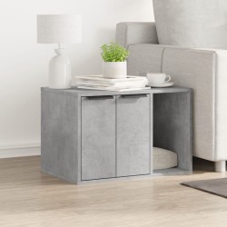 Meuble de bac à litière pour chat gris béton bois d'ingénierie 