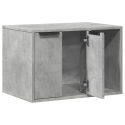 Meuble de bac à litière pour chat gris béton bois d'ingénierie 