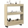 Chariot de rangement étroit 3 niveaux chêne sonoma 
