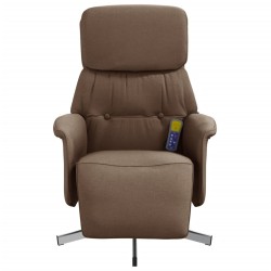 Fauteuil inclinable de massage avec repose-pieds marron tissu 