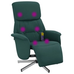 Fauteuil inclinable de massage et repose-pieds vert foncé tissu 