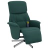 Fauteuil inclinable de massage et repose-pieds vert foncé tissu 