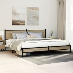 Cadre de lit en métal sans matelas chêne sonoma 200x200 cm 