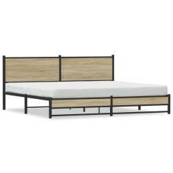 Cadre de lit en métal sans matelas chêne sonoma 200x200 cm 